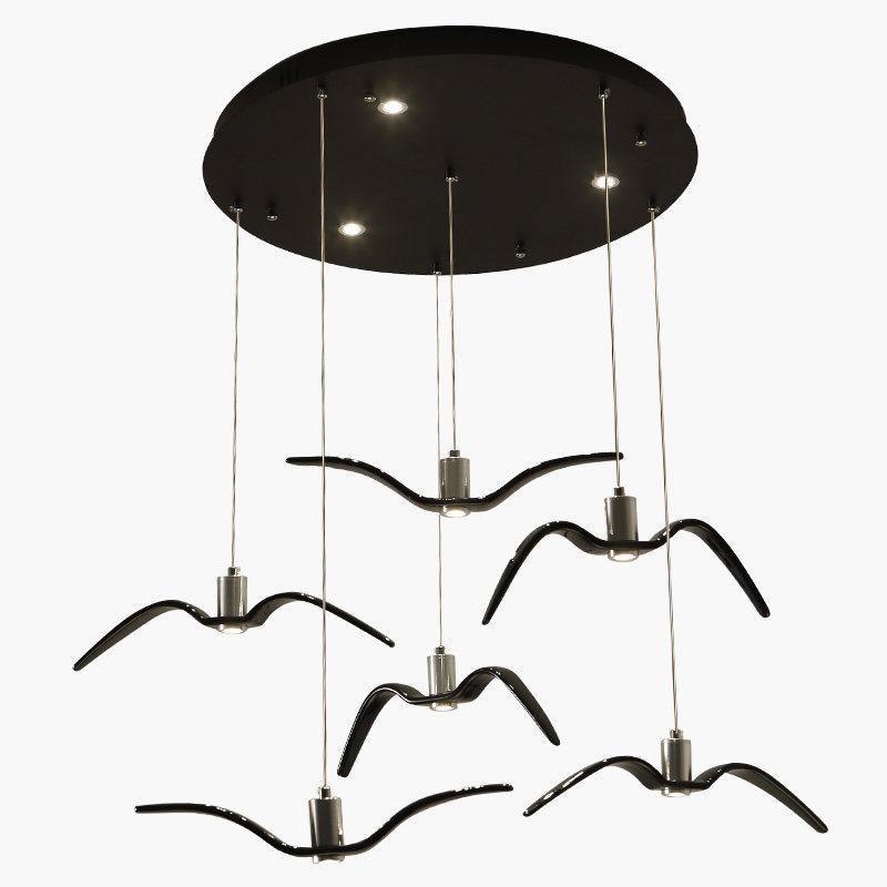 Suspension sculpturale en forme d'oiseau avec éclairage LED à hauteur réglable, filaire, pour îlots de cuisine, tables de salle à manger et espaces de vie, en blanc ou