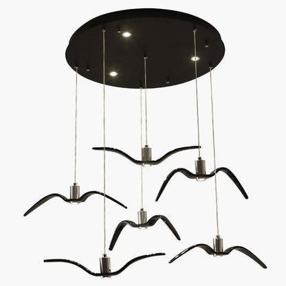 Suspension sculpturale en forme d'oiseau avec éclairage LED à hauteur réglable, filaire, pour îlots de cuisine, tables de salle à manger et espaces de vie, en blanc ou