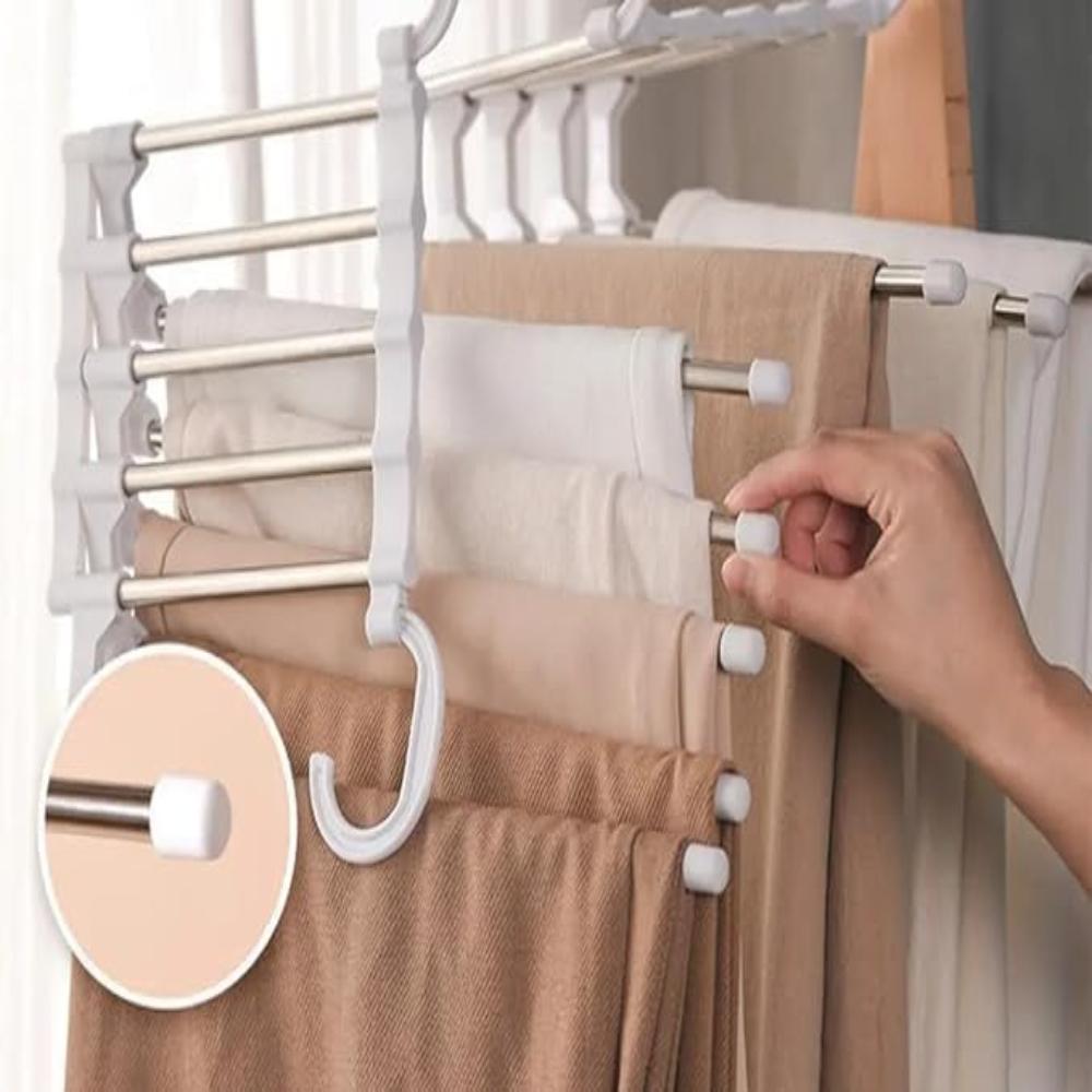 Porte-pantalons Maven - Acier inoxydable, cintres gain de place pour pantalons
