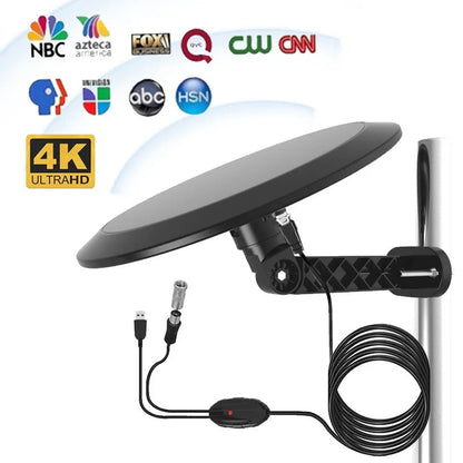 Antenne TV HD extérieure 360° ultime avec traitement intelligent du signal | Conception résistante aux intempéries pour une réception fiable