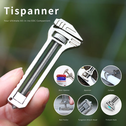 Compact Adjustable Wrench with Bottle Opener & Measurement Tool for Everyday Repairs, Home DIY, Camping & Outdoor Use – Zinc Aluminum