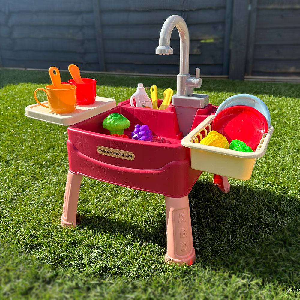 Ensemble de jeu interactif pour enfants | Évier avec robinet à circulation d'eau et 19 accessoires | Jeu de rôle captivant pour un apprentissage amusant