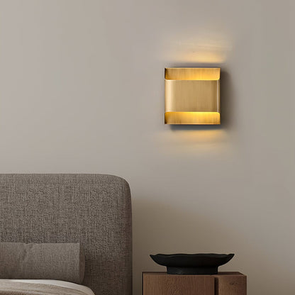 Brass Indoor LED Wall Light Fixture for Bedroom Living Room Hallway 10 Inch Square Contemporary Accent Lamp E14 G9 Socket Modern Home Lighti