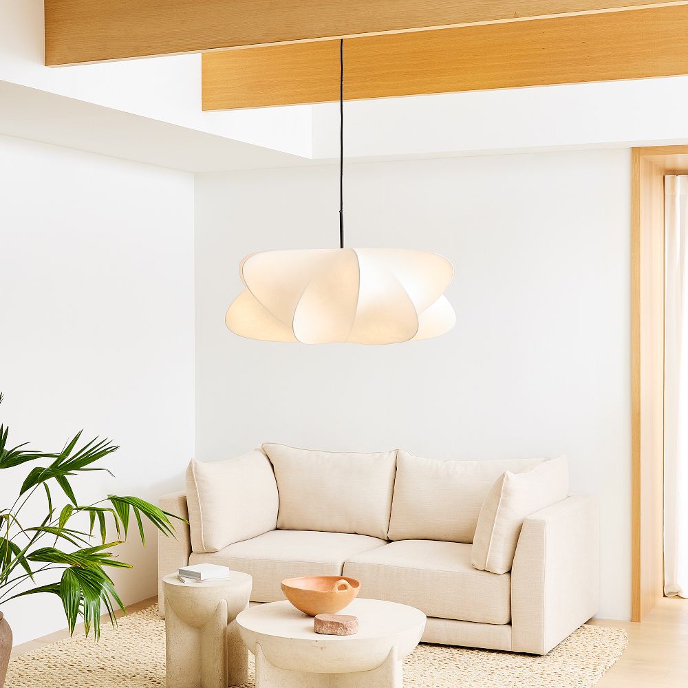 3-Light Silk Cloud Hanging Fixture White 24 in Adjustable Ceiling Mount E27 for Dining Room Living Room Kitchen Modern Indoor Overhead Light
