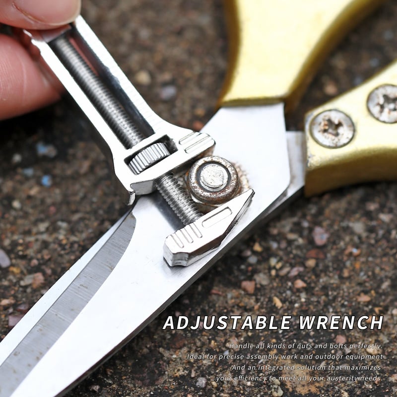 Compact Adjustable Wrench with Bottle Opener & Measurement Tool for Everyday Repairs, Home DIY, Camping & Outdoor Use – Zinc Aluminum