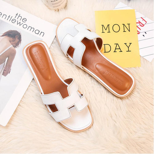 Sandales à enfiler pour femme, mules plates en similicuir, blanc, noir, marron, rose, doré, pour l'été, la plage, le quotidien, décontractées