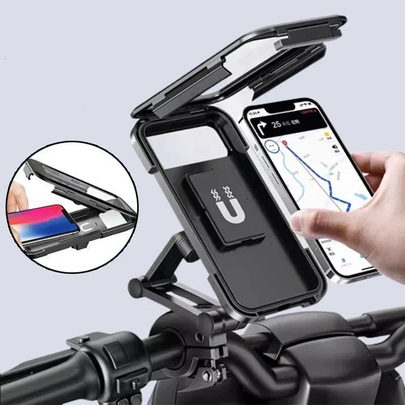 Waterproof Bike Phone Mount with 5000mAh Power Bank USB Charging Handlebar Holder for Smartphones 4.5-6.8 Inches Touch Screen Compatible Mot