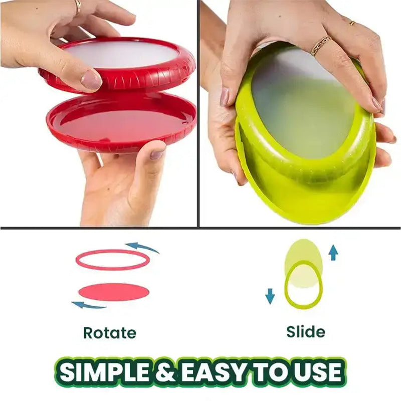 Stretch-Seal Half-Fruit Storage Containers with Snap-On Lids, Set of 4 Nesting Bins for Avocado Lemon Onion Tomato, BPA-Free Fresh Keeper