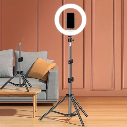 Circular Studio Light with Extendable Stand & Device Mount for Video Recording, Photography & Live Streaming
