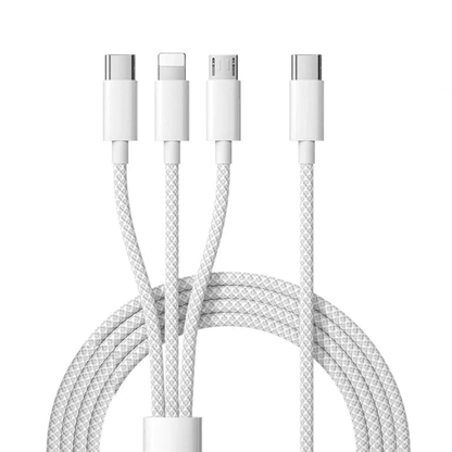 Multi-Device Fast Charging Cable USB-C to Lightning Micro-USB for iPhone Samsung Google Pixel Android Quick Power Adapter Cord 100W Data