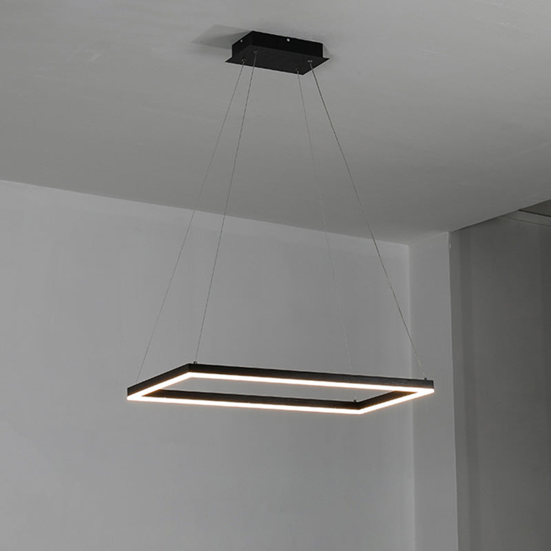 Multi-Tier Linear Suspension Fixture with Integrated LED, Adjustable Cable, Matte Black Metal Frame for Dining & Living Spaces