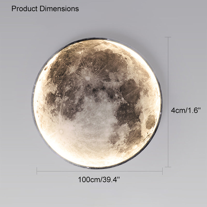 Applique murale céleste à LED, intensité variable, télécommande, design lune, luminaire artistique, 39 pouces de diamètre, PVC, éclairage d'ambiance pour chambres et salons