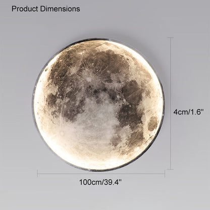 Applique murale céleste à LED, intensité variable, télécommande, design lune, luminaire artistique, 39 pouces de diamètre, PVC, éclairage d'ambiance pour chambres et salons