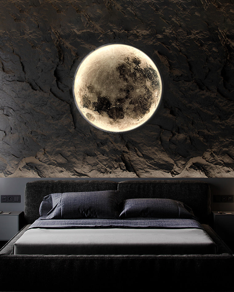 Applique murale céleste à LED, intensité variable, télécommande, design lune, luminaire artistique, 39 pouces de diamètre, PVC, éclairage d'ambiance pour chambres et salons