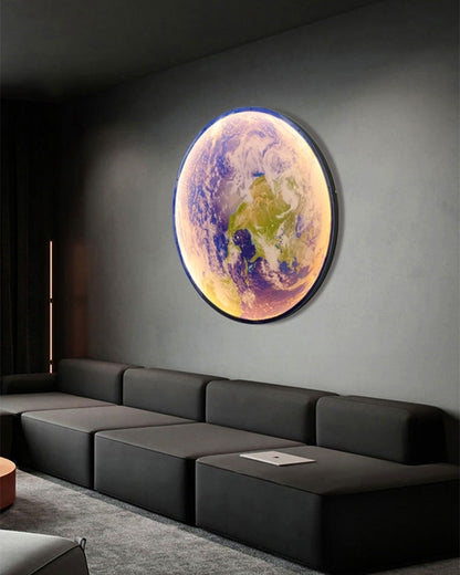LED Moon Wall Sconce Dimmable Remote Control Light 9.4 Inch Diameter PVC Fixture for Bedroom Living Room Hallway Accent Lighting Three Color