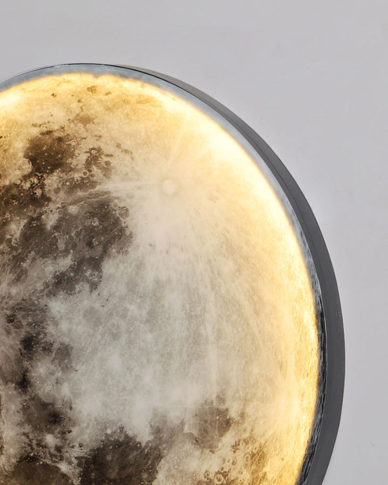 LED Moon Wall Sconce Dimmable Remote Control Light 9.4 Inch Diameter PVC Fixture for Bedroom Living Room Hallway Accent Lighting Three Color