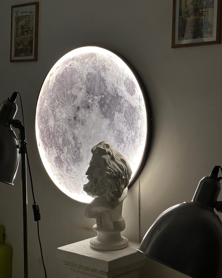 Applique murale céleste à LED, intensité variable, télécommande, design lune, luminaire artistique, 39 pouces de diamètre, PVC, éclairage d'ambiance pour chambres et salons