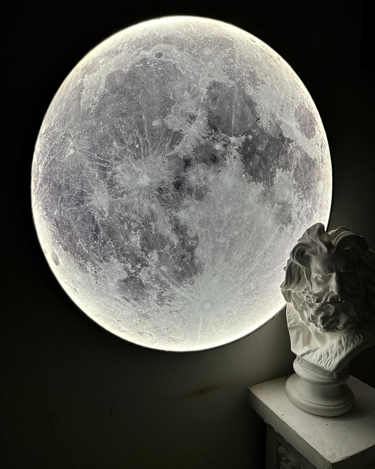 Applique murale céleste à LED, intensité variable, télécommande, design lune, luminaire artistique, 39 pouces de diamètre, PVC, éclairage d'ambiance pour chambres et salons
