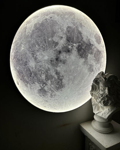 Applique murale céleste à LED, intensité variable, télécommande, design lune, luminaire artistique, 39 pouces de diamètre, PVC, éclairage d'ambiance pour chambres et salons