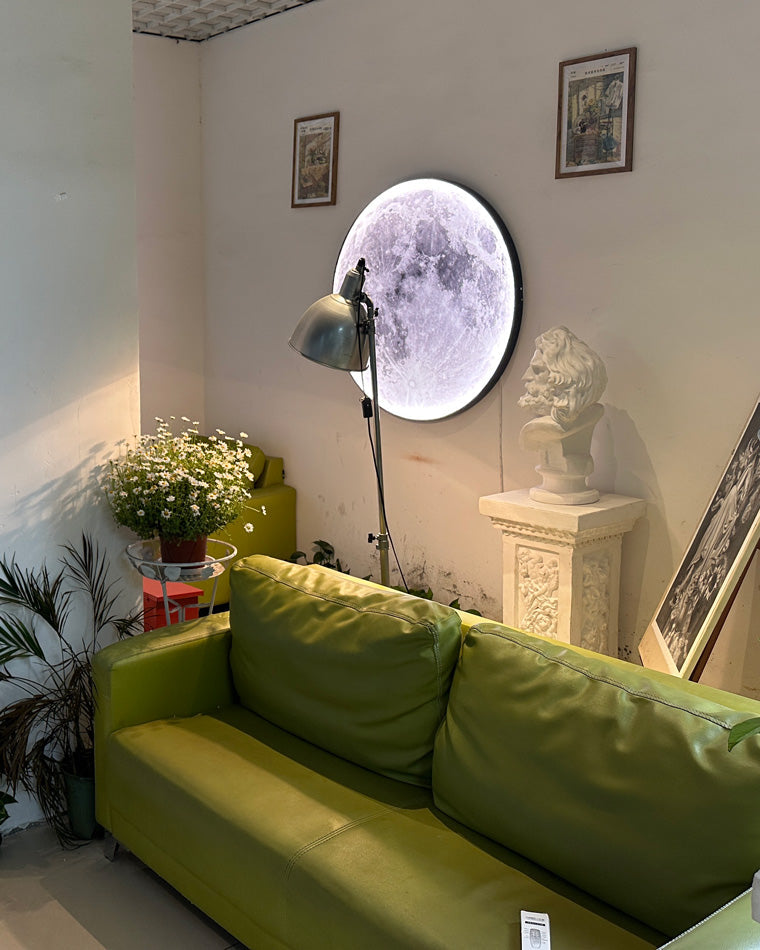 LED Moon Wall Sconce Dimmable Remote Control Light 9.4 Inch Diameter PVC Fixture for Bedroom Living Room Hallway Accent Lighting Three Color
