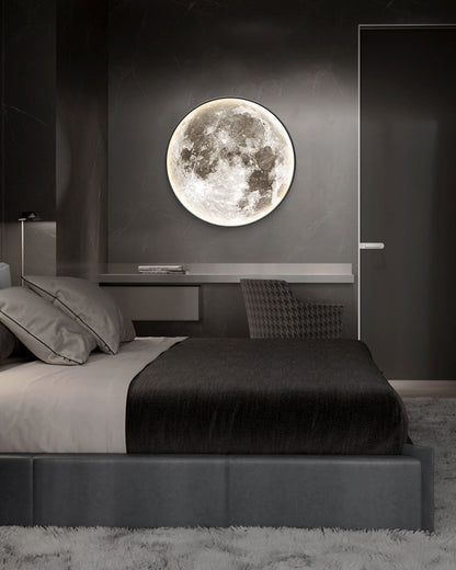 Applique murale céleste à LED, intensité variable, télécommande, design lune, luminaire artistique, 39 pouces de diamètre, PVC, éclairage d'ambiance pour chambres et salons