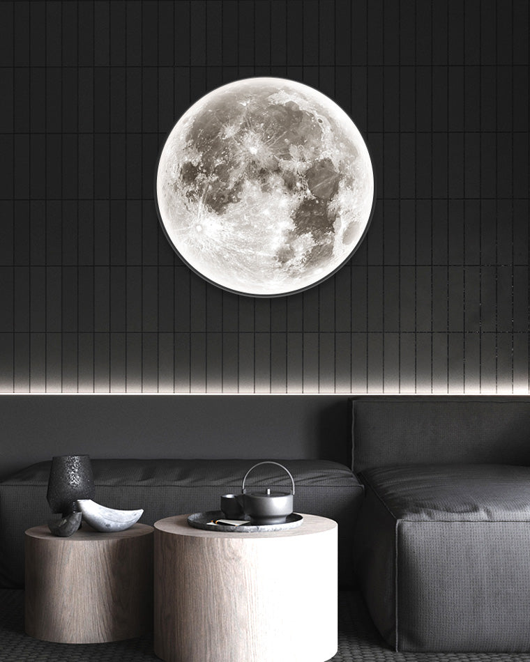 Applique murale céleste à LED, intensité variable, télécommande, design lune, luminaire artistique, 39 pouces de diamètre, PVC, éclairage d'ambiance pour chambres et salons