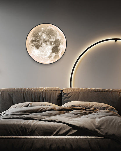 Applique murale céleste à LED, intensité variable, télécommande, design lune, luminaire artistique, 39 pouces de diamètre, PVC, éclairage d'ambiance pour chambres et salons