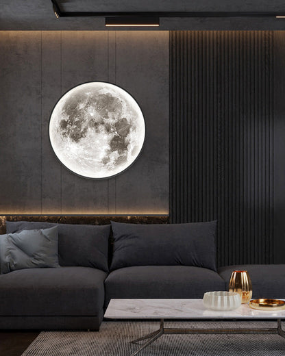 Applique murale céleste à LED, intensité variable, télécommande, design lune, luminaire artistique, 39 pouces de diamètre, PVC, éclairage d'ambiance pour chambres et salons