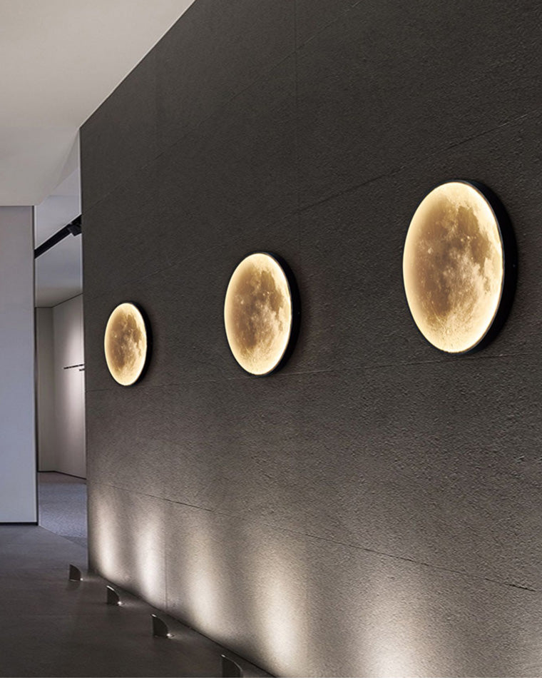 Applique murale céleste à LED, intensité variable, télécommande, design lune, luminaire artistique, 39 pouces de diamètre, PVC, éclairage d'ambiance pour chambres et salons