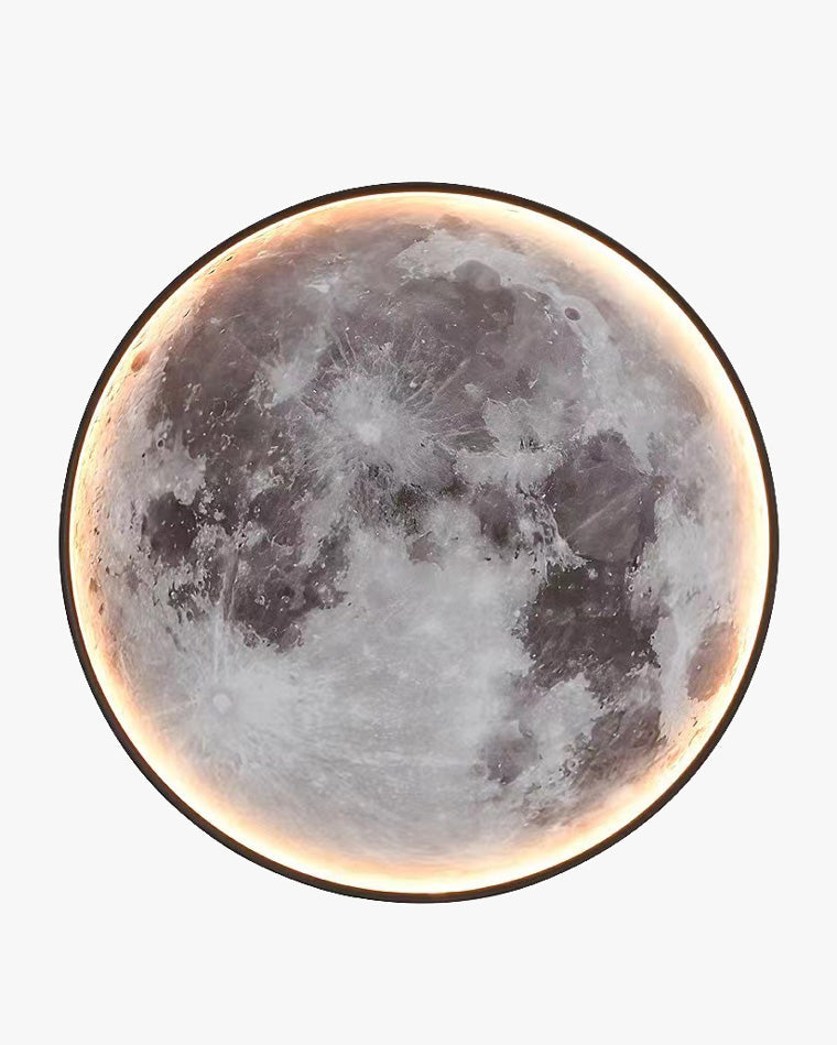LED Moon Wall Sconce Dimmable Remote Control Light 9.4 Inch Diameter PVC Fixture for Bedroom Living Room Hallway Accent Lighting Three Color
