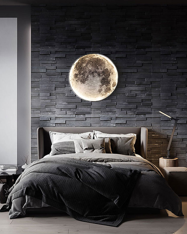 Applique murale céleste à LED, intensité variable, télécommande, design lune, luminaire artistique, 39 pouces de diamètre, PVC, éclairage d'ambiance pour chambres et salons