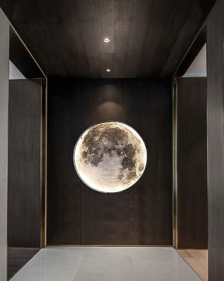 Applique murale céleste à LED, intensité variable, télécommande, design lune, luminaire artistique, 39 pouces de diamètre, PVC, éclairage d'ambiance pour chambres et salons