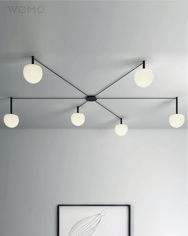 Suspension multi-globes en métal et verre dépoli, 47 pouces, luminaire blanc réglable pour salle à manger, îlot de cuisine, chambre, style scandinave moderne