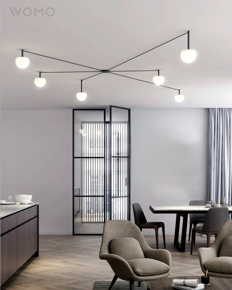 Suspension multi-globes en métal et verre dépoli, 47 pouces, luminaire blanc réglable pour salle à manger, îlot de cuisine, chambre, style scandinave moderne