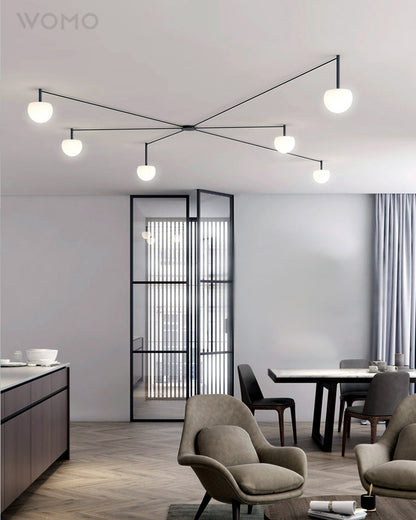 Suspension multi-globes en métal et verre dépoli, 47 pouces, luminaire blanc réglable pour salle à manger, îlot de cuisine, chambre, style scandinave moderne