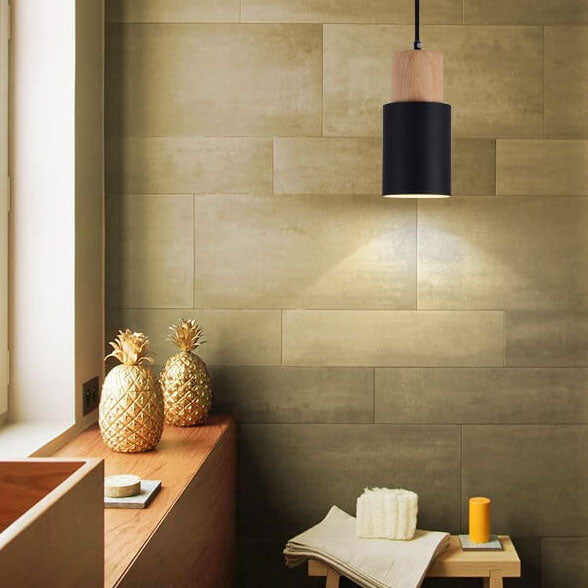 Suspension rustique chic en métal et bois