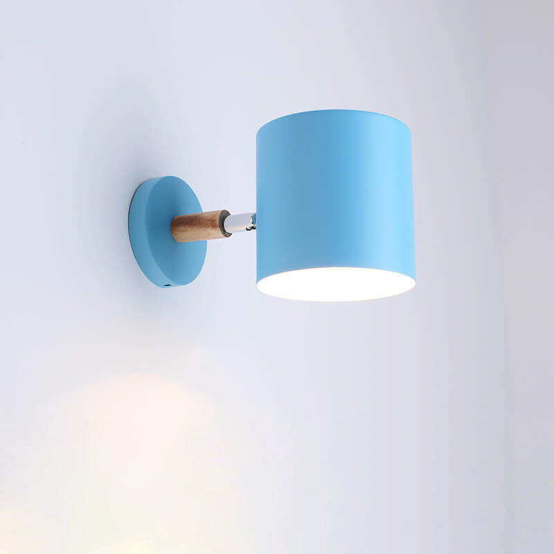 Swivel Arm Sconce Lamp E27 Socket 5 in Metal & Wood Pink Bedside Light for Bedroom Reading Nook Task Lighting Modern Minimalist Hallway
