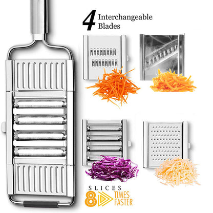 Handheld Vegetable Grater Stainless Steel 4-Piece Kitchen Slicer Set for Cheese Carrots Potatoes Zucchini Prep Tool for Home Cooking
