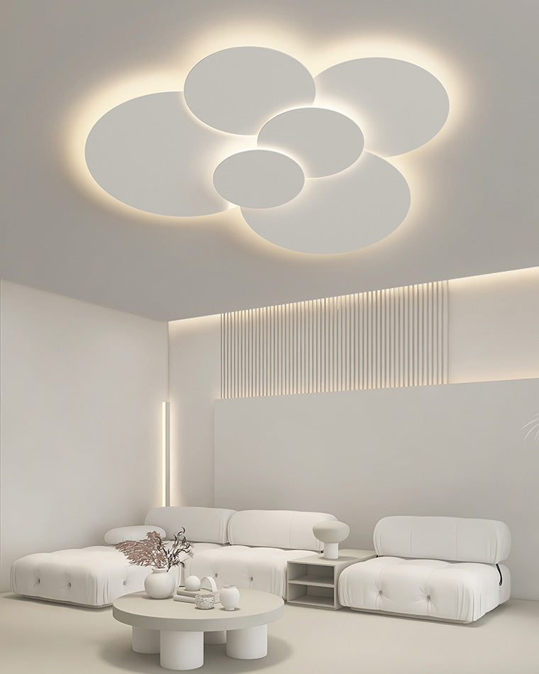 Plafonnier LED encastré 31,5 x 28 po, intensité réglable, télécommande, design moderne à disque en acrylique blanc pour chambre, salon, salle de bain 1