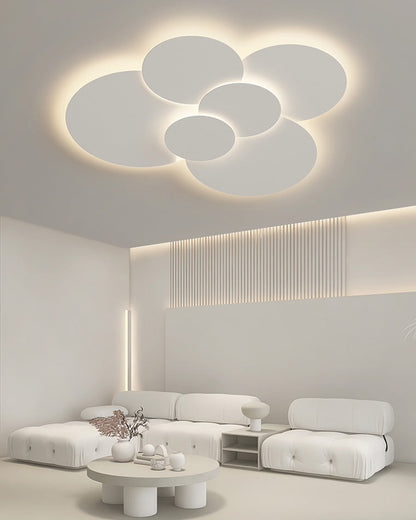 Plafonnier LED encastré 31,5 x 28 po, intensité réglable, télécommande, design moderne à disque en acrylique blanc pour chambre, salon, salle de bain 1