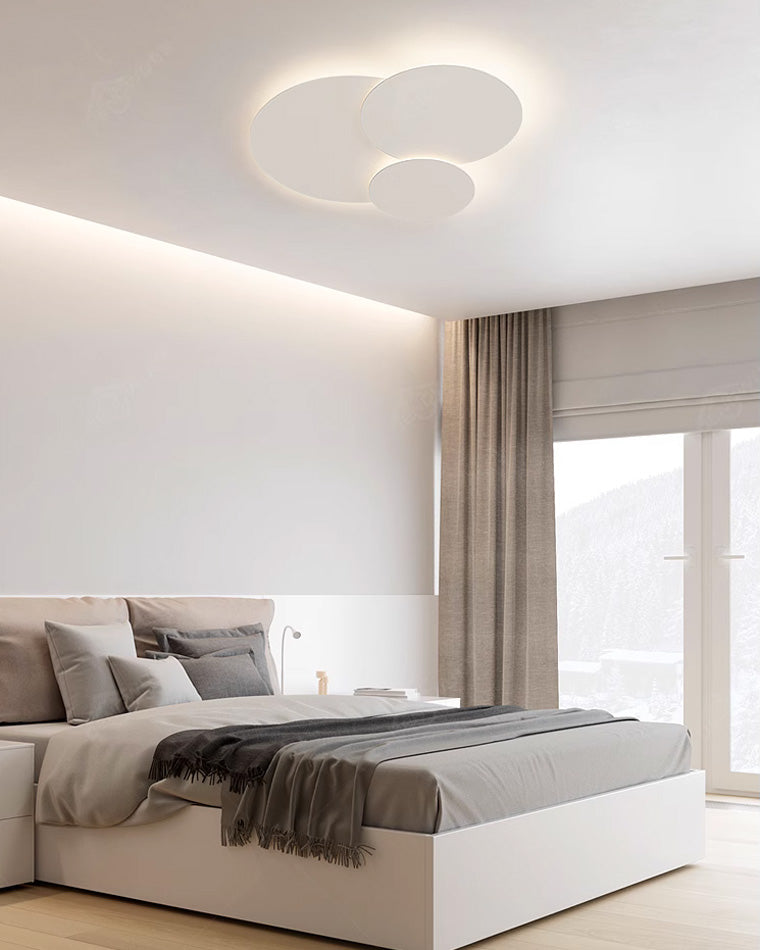 Plafonnier LED encastré 31,5 x 28 po, intensité réglable, télécommande, design moderne à disque en acrylique blanc pour chambre, salon, salle de bain 1
