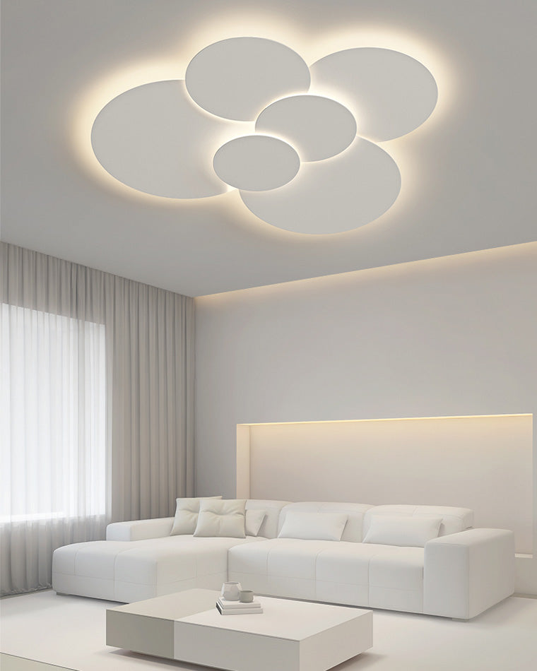 Plafonnier LED encastré 31,5 x 28 po, intensité réglable, télécommande, design moderne à disque en acrylique blanc pour chambre, salon, salle de bain 1