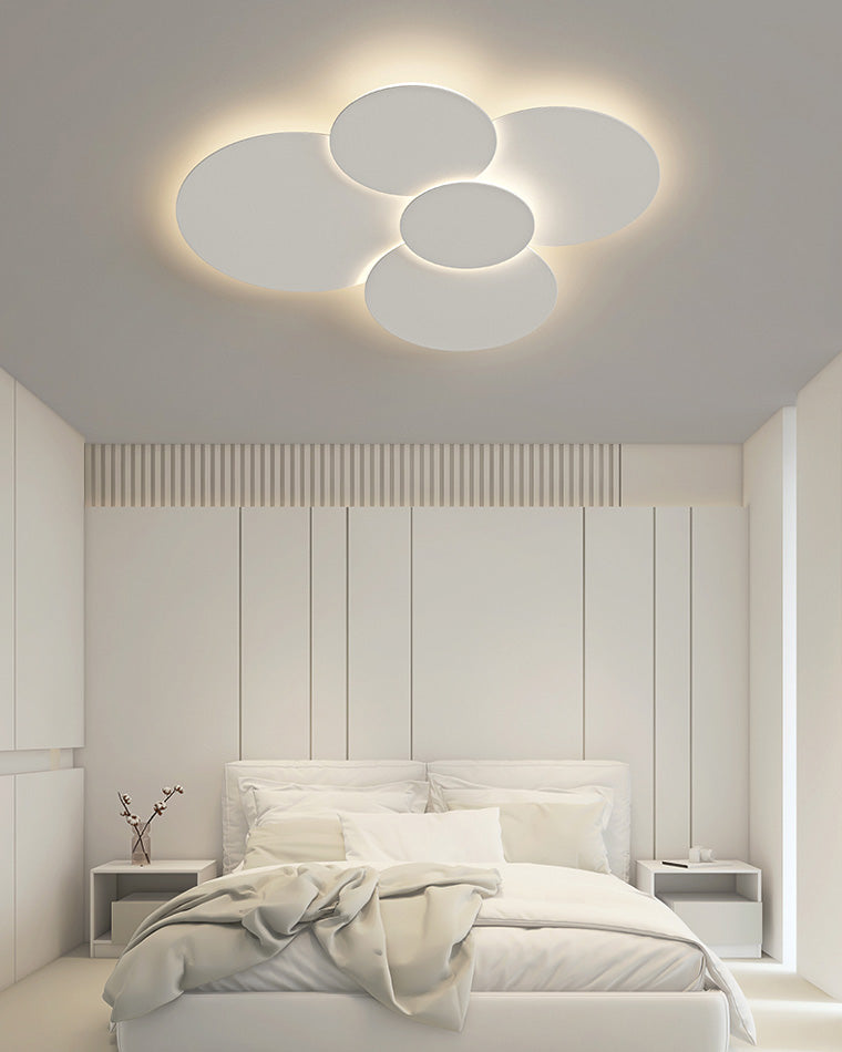 Plafonnier LED encastré 31,5 x 28 po, intensité réglable, télécommande, design moderne à disque en acrylique blanc pour chambre, salon, salle de bain 1