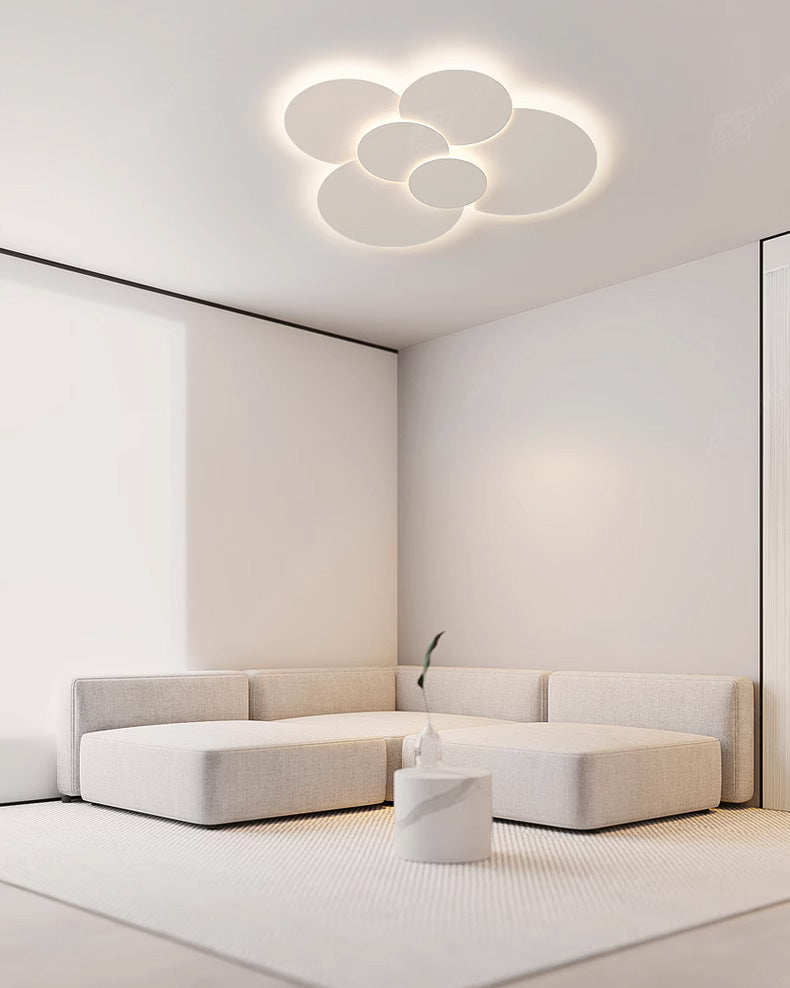 Plafonnier LED encastré 31,5 x 28 po, intensité réglable, télécommande, design moderne à disque en acrylique blanc pour chambre, salon, salle de bain 1