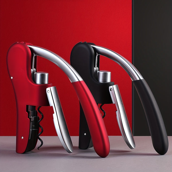 Tire-bouchon à double levier avec coupe-capsule intégré pour bouteilles de vin rouge, blanc et effervescent – Outil de barman portable pour cuisine, restaurant
