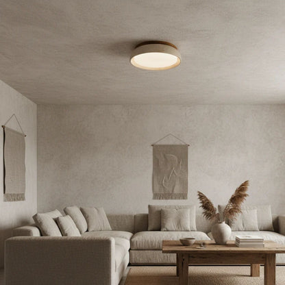 Flush Mount LED Light Fixture Stone Wood Acrylic Warm Glow for Bedroom Living Room Hallway Low Profile Modern Minimalist Scandinavian Japand