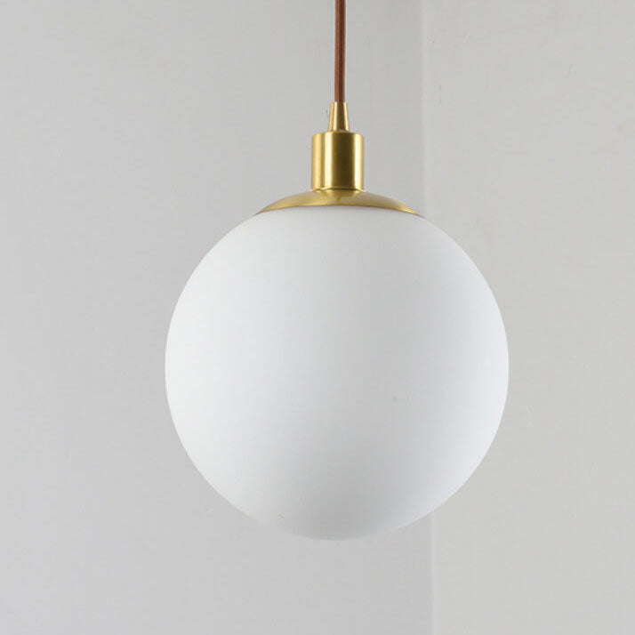 Adjustable Ceiling Pendant with Glass Shade for Entryway, Den, or Sleeping Space - Modern Suspended Fixture in White or Gold - 10 Inch Globe