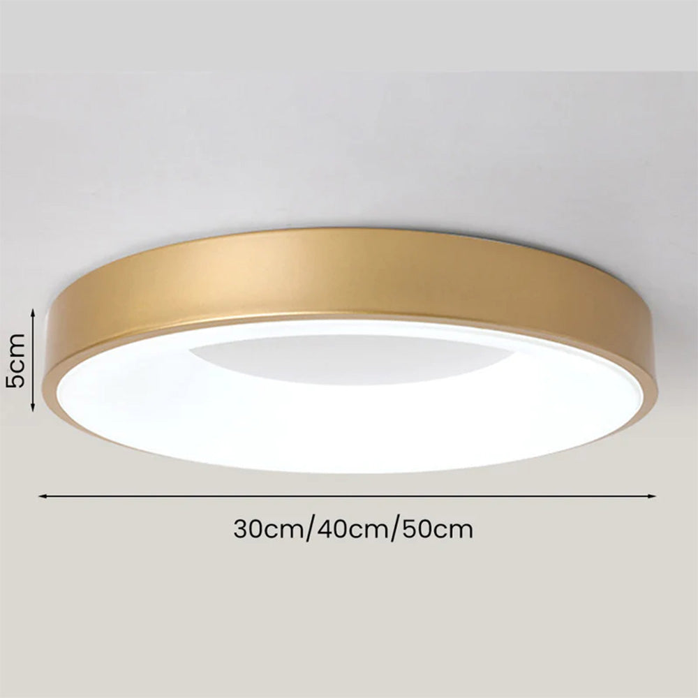 Round Flush Mount LED Fixture Iron Acrylic Low Profile for Bedroom Hallway Living Room Kitchen Dining Room Modern Minimalist Slim Design