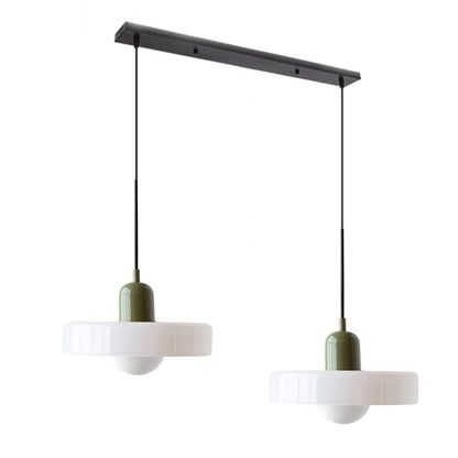 Dual-Shade Glass Hanging Light Fixture G9 Socket 14 Inch Ceiling Mount for Kitchen Island Dining Table Living Room Modern Overhead Lighting