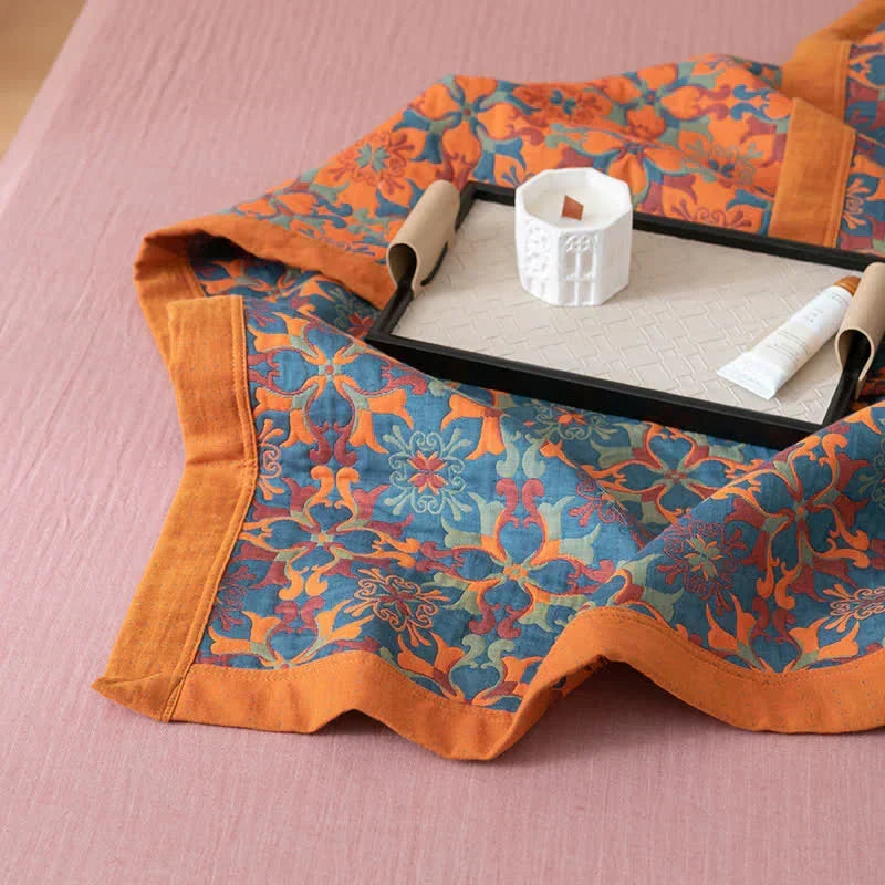 Couette en coton six épaisseurs à motif bleu – Couverture respirante pour un confort toute l'année